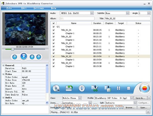 Joboshare DVD to BlackBerry Converter