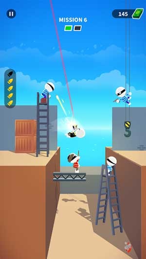 Xoay tròn trên không trung và bắn kẻ địch