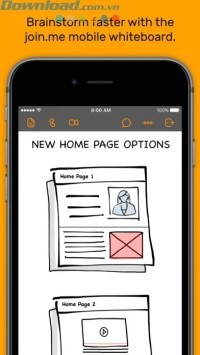 Động não với bảng trắng trong join.me