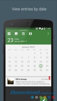 Xem nội dung theo ngày trên Journal with Narrate cho Android