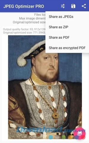 JPEG Optimizer PRO cho Android hỗ trợ lưu ảnh đa định dạng