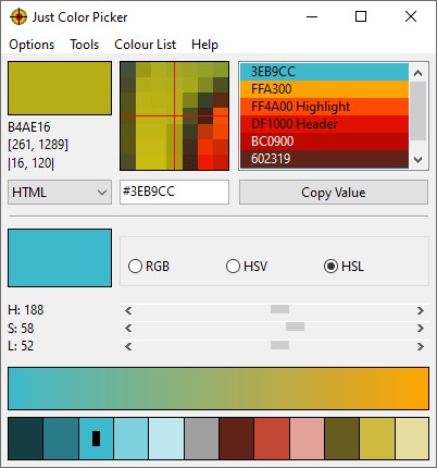 Giao diện đơn giản của Just Color Picker