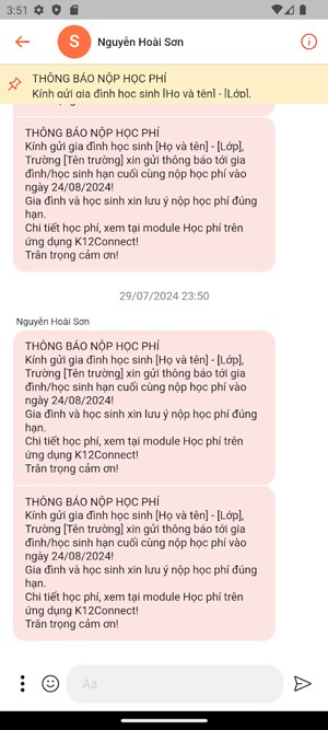 Liên lạc giữa phụ huynh và nhà trường
