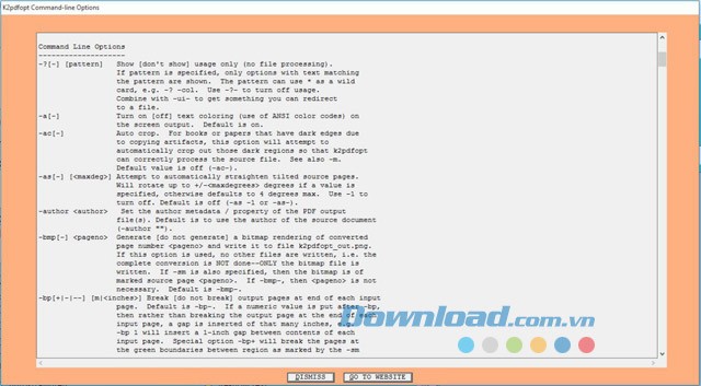 Giao diện chính của phần mềm chỉnh sửa tập tin PDF k2pdfopt cho máy tính