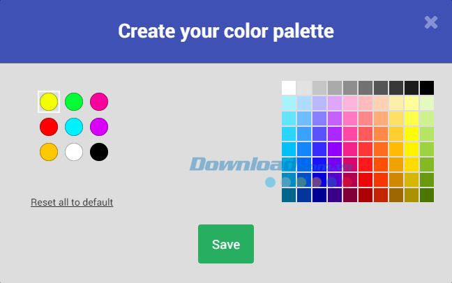 Bảng màu sắc để lựa chọn trong Kami