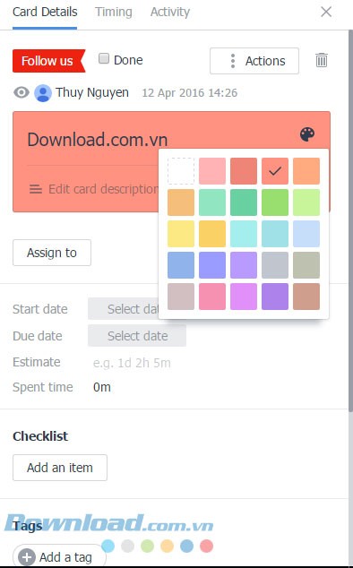 Thay đổi màu nền cho thẻ