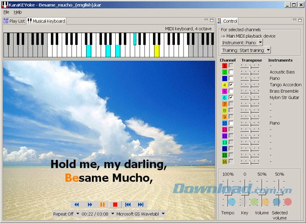 Giao diện phần mềm KaraKEYoke