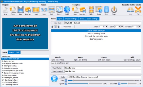 Giao diện chính của phần mềm Karaoke Builder Studio