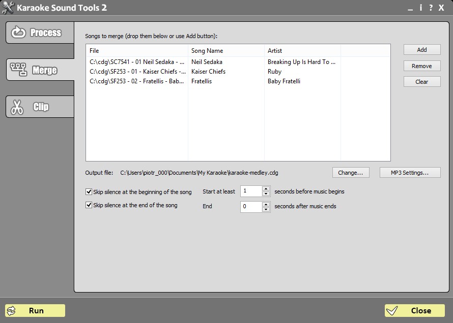 Phần Merge của Karaoke Sound Tools 2