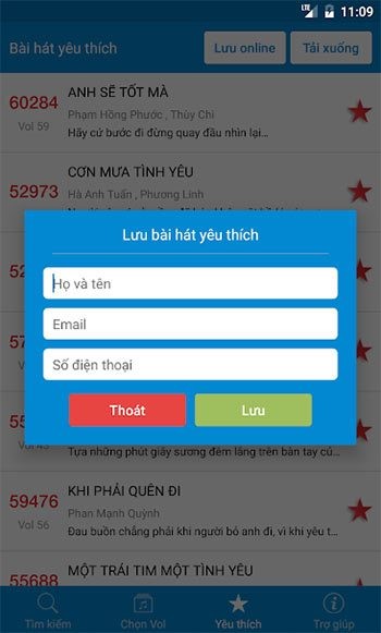 Lưu bài hát yêu thích