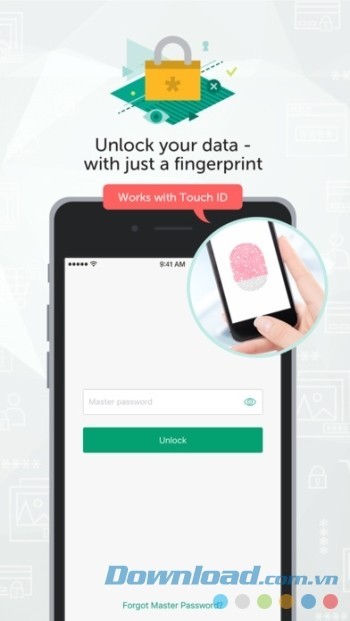 Đăng nhập Kaspersky Password Manager bằng vân tay
