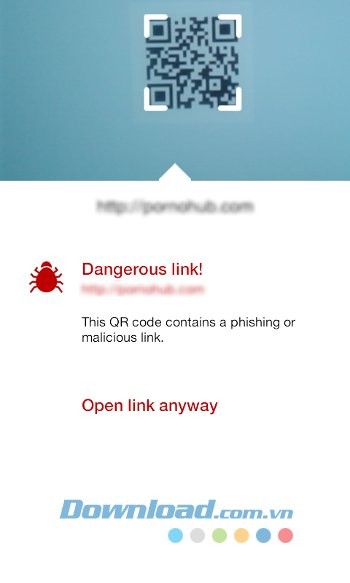 Kaspersky QR Scanner cung cấp cảnh báo về mã QR có chứa liên kết độc hại