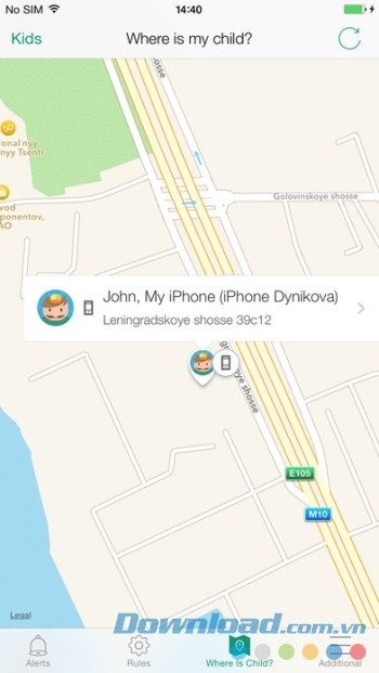 Định vị từ xa bằng Kaspersky Safe Kids