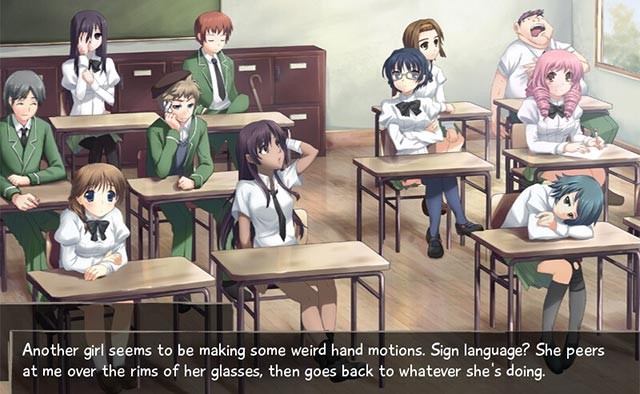 Katawa Shoujo kể câu chuyện tình bạn và tình yêu học đường gần gũi thông qua góc nhìn thứ ba