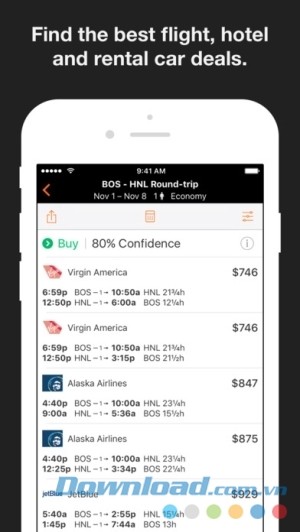 Ứng dụng du lịch KAYAK cho iOS