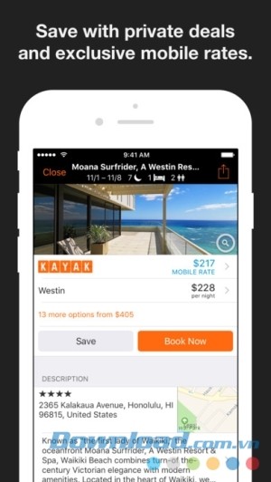 KAYAK cho iOS thông báo giá tốt