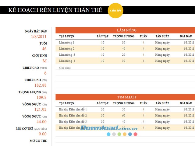 Kế hoạch rèn luyện sức khỏe