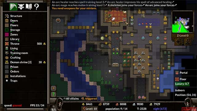 KeeperRL là game xây dựng ngục tối có yếu tố Roguelike và RPG