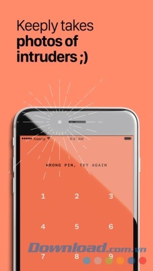 Keeply cho iOS chụp mặt kẻ xâm nhập điện thoại