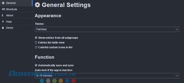 Các lựa chọn cài đặt ứng dụng