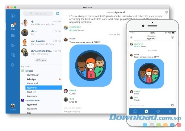 Phần mềm nhắn tin bảo mật Keybase cho Mac
