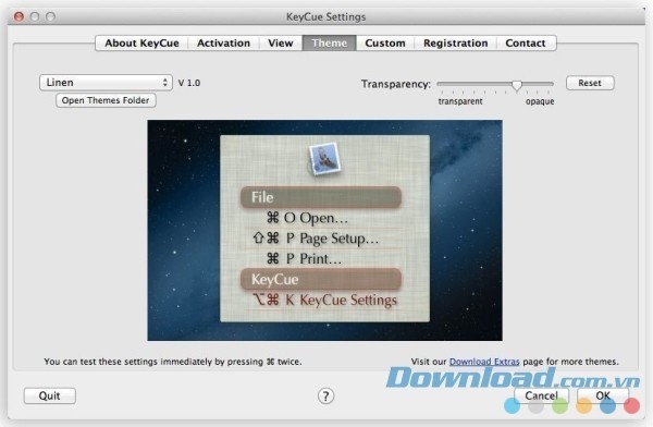 Thiết kế bảng Setting thoáng mắt và dễ điều hướng của KeyCue cho Mac
