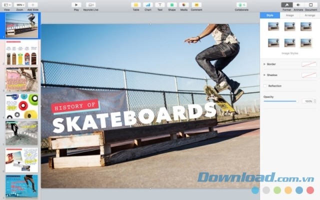 Giao diện chính của ứng dụng Keynote cho Mac miễn phí