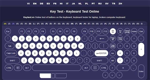 Các phím hoạt động tốt sẽ chuyển sang màu trắng