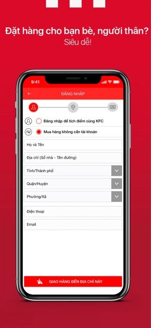 Đăng nhập KFC Vietnam