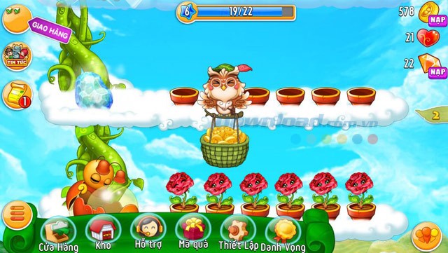 Tải Khu vườn trên mây cho iOS để trồng hoa, nâng cấp chậu, nâng cấp tầng mây.