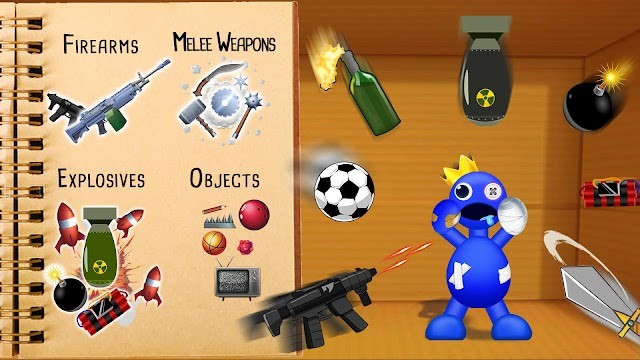 Có rất nhiều vũ khí để bạn hành hạ quái vật trong game Kick The Rainbow Friend