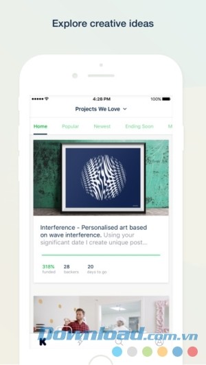 Kickstarter cho iOS khám phá ý tưởng sáng tạo