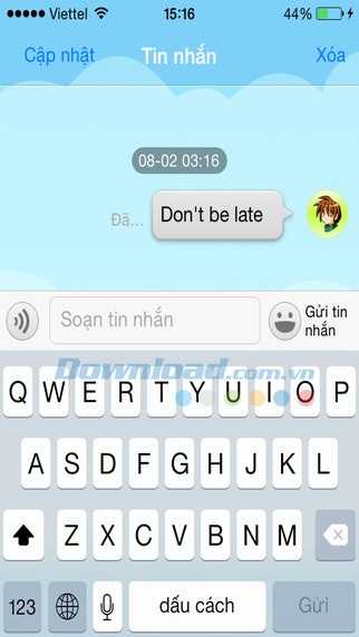 Gửi tin nhắn tới đồng hồ Kiddy của con