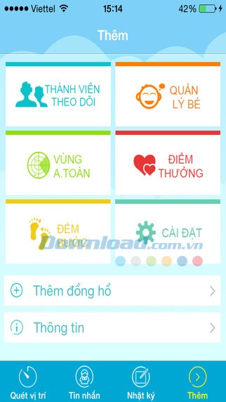 Danh mục chức năng chính của Kiddy cho iOS