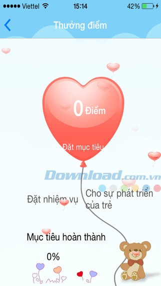 Chức năng điểm thưởng giúp bé có mục tiêu để phấn đấu