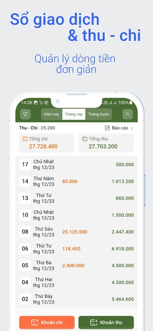 Ghi lại giao dịch thu chi