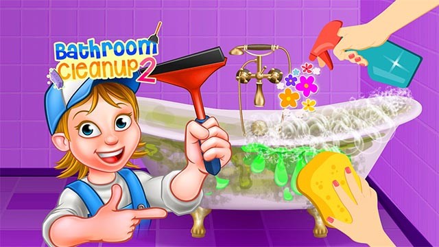 Sử dụng mọi dụng cụ để dọn phòng tắm sạch sẽ trong Bathroom Cleanup 2