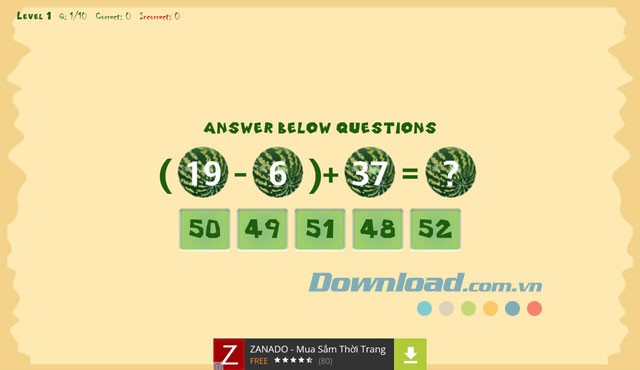 Các thử thách trong Kids Math
