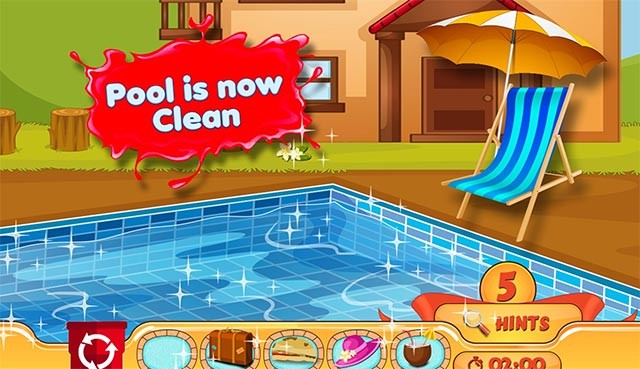Trang trí bể bơi lung linh trong game Pool Clean Up