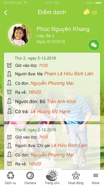 Điểm danh trên KidsSchool