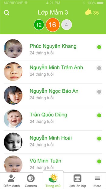 Sĩ số lớp trong KidsSchool Teacher