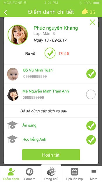 Điểm danh chi tiết