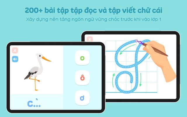 Hơn 200 bài tập, tập đọc và tập viết chữ cái