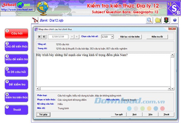 Kiểm tra kiến thức địa lý 12
