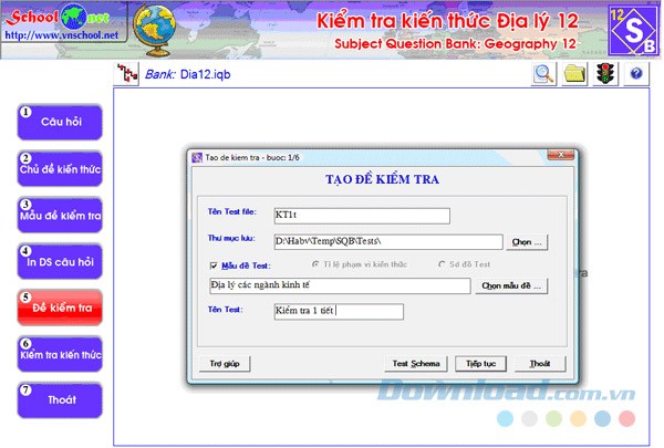 Tạo đề kiểm tra