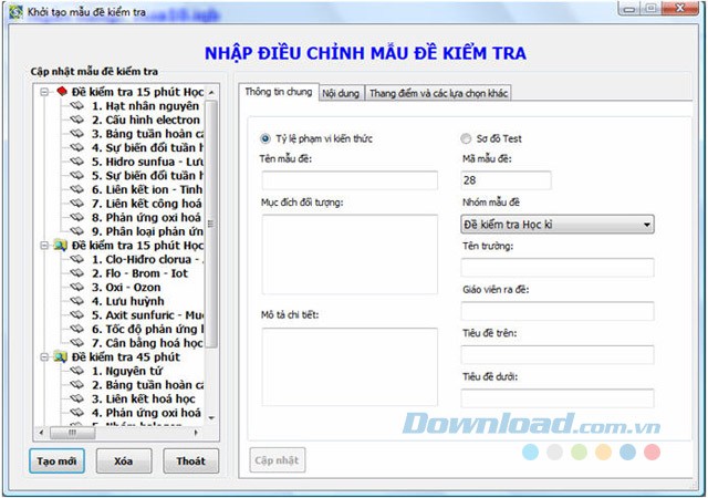 Mẫu đề kiểm tra