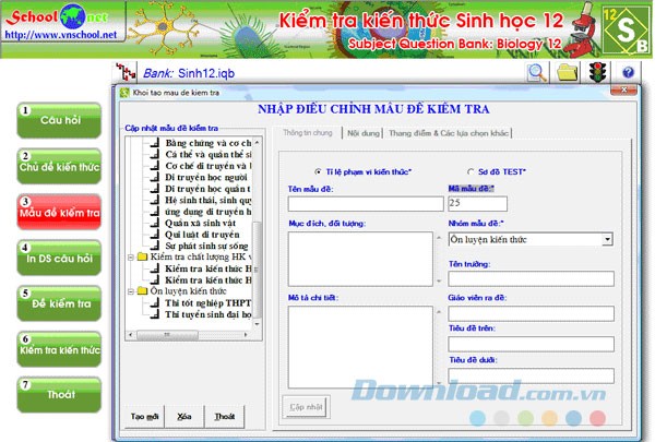 Kiểm tra kiến thức sinh 12