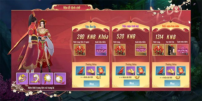 Lệ phí tổ chức đám cưới game nhập vai kiếm hiệp Kiếm Vũ Mobile