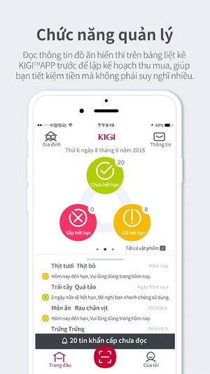 Giao diện chính của ứng dụng KIGI