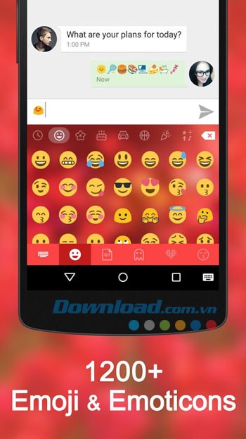 Giao diện sử dụng Kika Keyboard trên Android